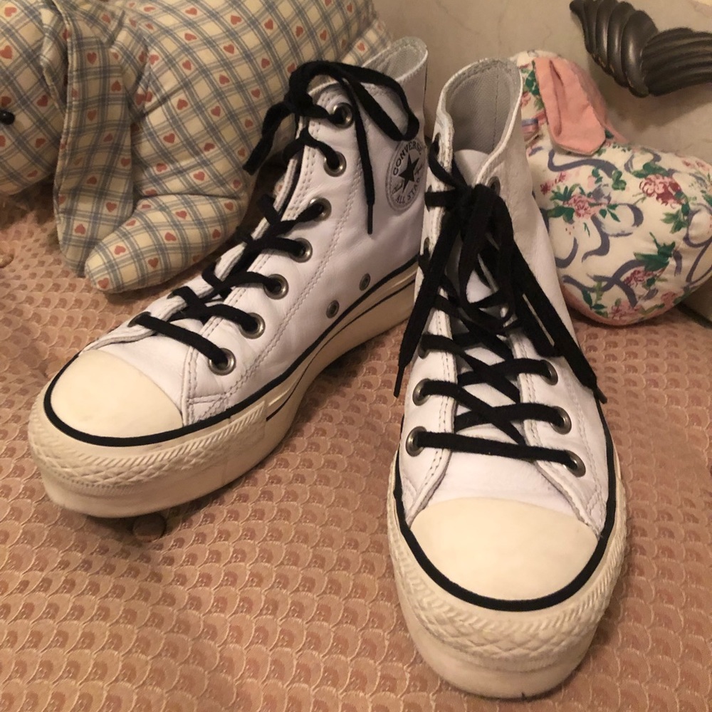 Platform Leather Converse Hi Tops